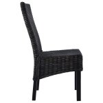 Vidaxl chaises  manger lot de 6 noir rotin kubu et bois de manguier