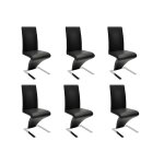Vidaxl chaises � manger lot de 6 noir similicuir
