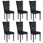 Vidaxl chaises  manger lot de 6 noir velours