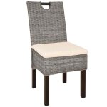 Vidaxl chaises à manger lot de 6 rotin kubu bois de manguier Vidaxl chaises à manger lot de 6 rotin kubu bois de manguier