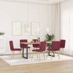 Vidaxl chaises à manger lot de 6 rouge bordeaux tissu Vidaxl chaises à manger lot de 6 rouge bordeaux tissu