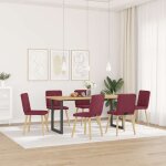 Vidaxl chaises  manger lot de 6 rouge bordeaux tissu