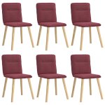 Vidaxl chaises  manger lot de 6 rouge bordeaux tissu