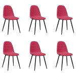 Vidaxl chaises � manger lot de 6 rouge bordeaux velours
