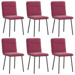 Vidaxl chaises  manger lot de 6 rouge bordeaux velours
