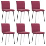 Vidaxl chaises  manger lot de 6 rouge bordeaux velours
