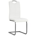 Vidaxl chaises à manger cantilever lot de 2 blanc similicuir Vidaxl chaises à manger cantilever lot de 2 blanc similicuir