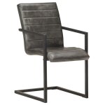 Vidaxl chaises  manger cantilever lot de 2 gris cuir vritable