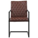 Vidaxl chaises � manger cantilever lot de 2 marron cuir v�ritable