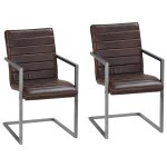 Vidaxl chaises � manger cantilever lot de 2 marron cuir v�ritable