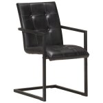 Vidaxl chaises � manger cantilever lot de 2 noir cuir v�ritable