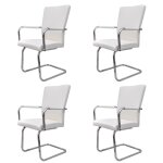 Vidaxl chaises  manger cantilever lot de 4 blanc similicuir