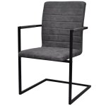 Vidaxl chaises  manger cantilever lot de 4 gris similicuir