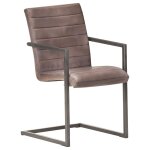Vidaxl chaises  manger cantilever lot de 4 marron cuir vritable