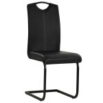 Vidaxl chaises � manger cantilever lot de 4 noir similicuir