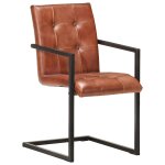 Vidaxl chaises � manger cantilever lot de 6 marron cuir v�ritable