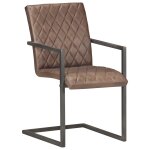 Vidaxl chaises � manger cantilever lot de 6 marron cuir v�ritable