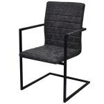 Vidaxl chaises � manger cantilever lot de 6 noir similicuir