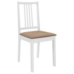 Vidaxl chaises � manger avec coussins lot de 2 blanc bois solide