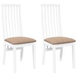 Vidaxl chaises � manger coussins 2 pcs blanc bois massif caoutchouc