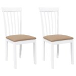 Vidaxl chaises  manger coussins 2 pcs blanc bois massif caoutchouc