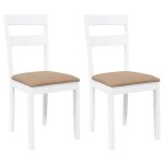 Vidaxl chaises � manger coussins 2 pcs blanc bois massif caoutchouc