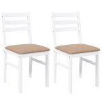 Vidaxl chaises � manger coussins 2 pcs blanc bois massif caoutchouc