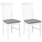 Vidaxl chaises  manger coussins 2 pcs blanc bois massif caoutchouc