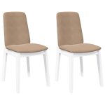 Vidaxl chaises � manger coussins 2 pcs blanc bois massif caoutchouc