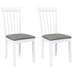 Vidaxl chaises  manger coussins 2 pcs blanc bois massif caoutchouc