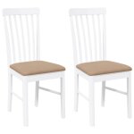 Vidaxl chaises � manger coussins 2 pcs blanc bois massif caoutchouc