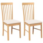 Vidaxl chaises  manger coussins 2 pcs bois massif caoutchouc
