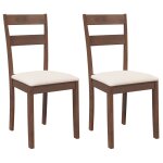 Vidaxl chaises  manger coussins 2 pcs marron bois massif caoutchouc