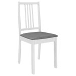 Vidaxl chaises  manger avec coussins lot de 4 blanc bois solide