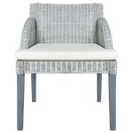 Vidaxl chaise  manger avec coussin gris rotin naturel