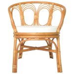 Vidaxl chaise à manger avec coussin marron clair rotin naturel et lin Vidaxl chaise à manger avec coussin marron clair rotin naturel et lin