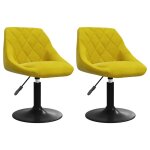 Vidaxl chaises � manger pivotantes lot de 2 jaune moutarde velours