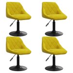 Vidaxl chaises � manger pivotantes lot de 4 jaune moutarde velours