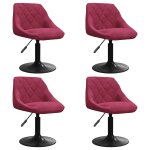 Vidaxl chaises � manger pivotantes lot de 4 rouge bordeaux velours