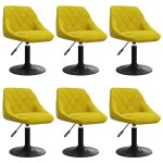 Vidaxl chaises � manger pivotantes lot de 6 jaune moutarde velours