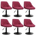 Vidaxl chaises  manger pivotantes lot de 6 rouge bordeaux velours