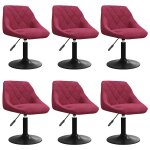 Vidaxl chaises � manger pivotantes lot de 6 rouge bordeaux velours