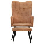 Vidaxl chaise  oreilles avec repose - pied marron toile
