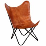 Vidaxl chaise papillon marron cuir vritable