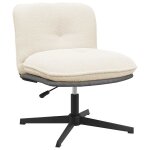 Vidaxl chaise pivotante de bureau cr�me boucl� comme de la laine tissu