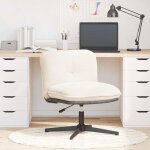 Vidaxl chaise pivotante de bureau crme boucl comme de la laine tissu
