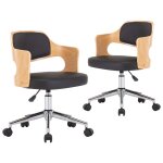 Vidaxl chaises pivotantes  manger lot de 2 bois courb et similicuir