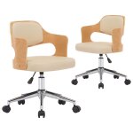Vidaxl chaises pivotantes  manger lot de 2 bois courb et similicuir