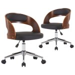 Vidaxl chaises pivotantes  manger lot de 2 bois courb et similicuir