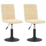 Vidaxl chaises pivotantes à manger lot de 2 crème velours Vidaxl chaises pivotantes à manger lot de 2 crème velours